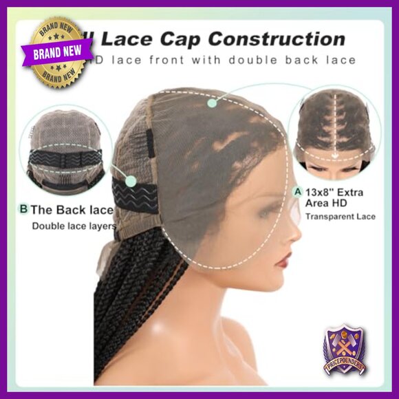 36 Inch Knotless Box Braid Wig HD Lace Front With Baby Hair Synthetic main image 5